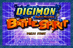Digimon Battle Spirit title screen for GameBoy Advance